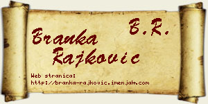 Branka Rajković vizit kartica